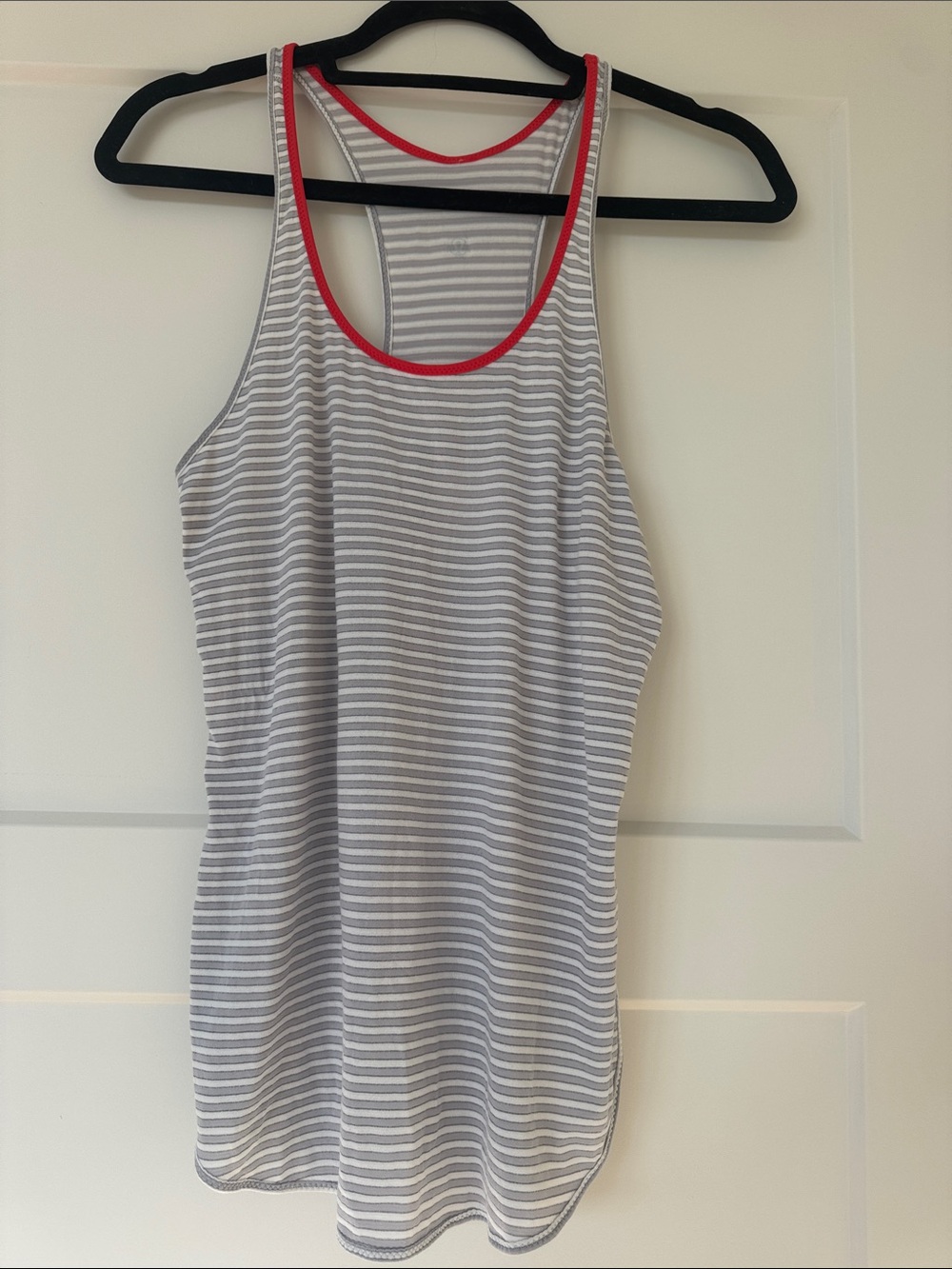 lululemon athletica Gray and White Striped Racerback Tank